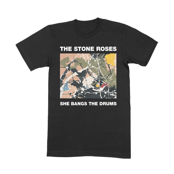 SHE BANGS THE DRUMS BLACK T-SHIRT