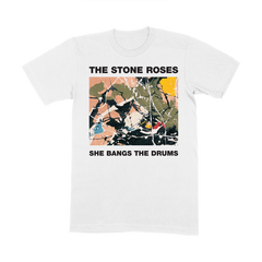 SHE BANGS THE DRUMS WHITE T-SHIRT